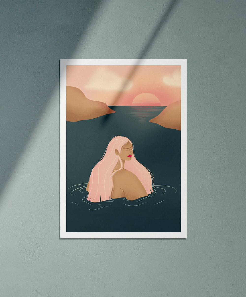 Breath in breath out - Illustration poster - Biarritz