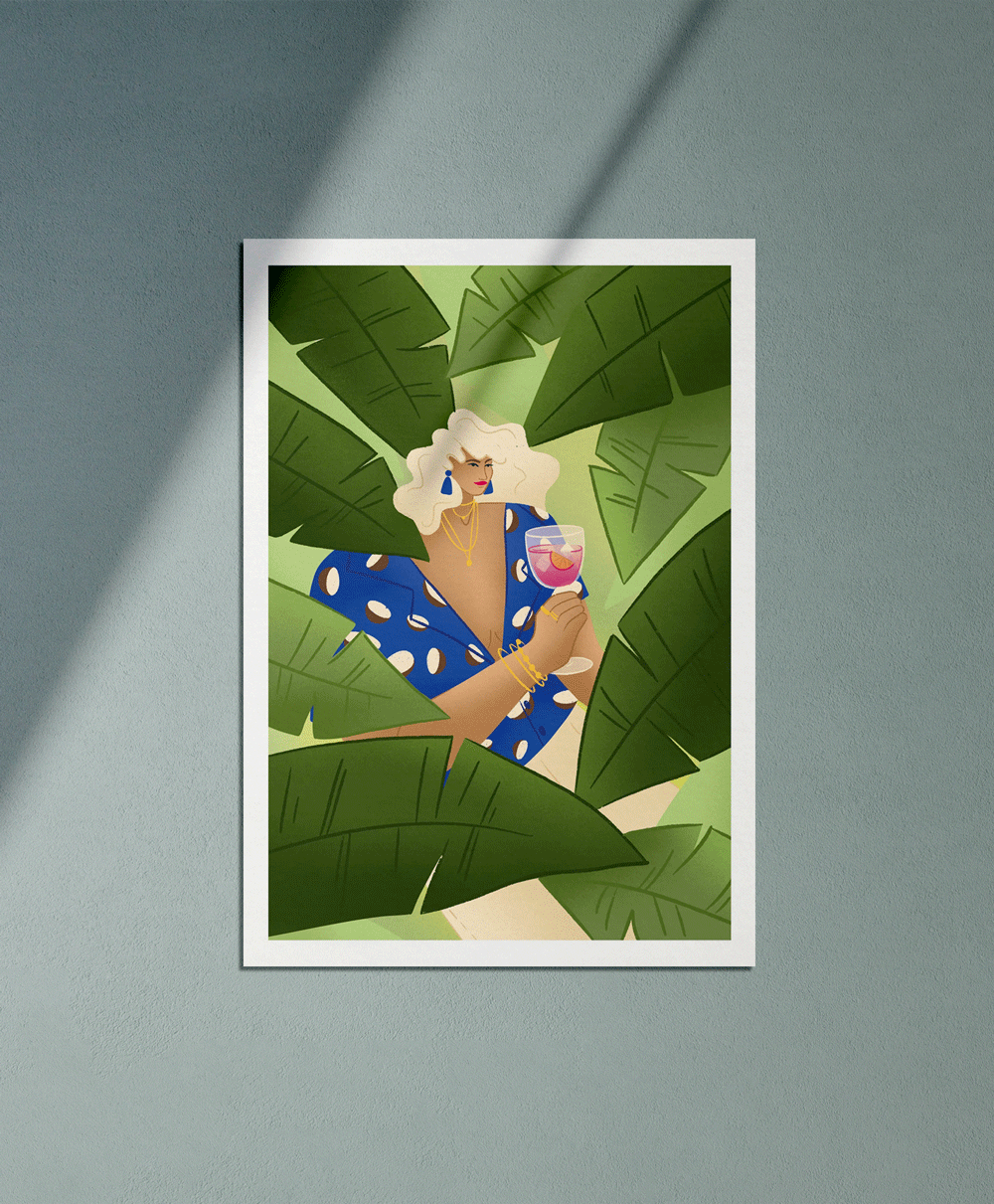 Cocktail o'clock - Illustration poster - Biarritz