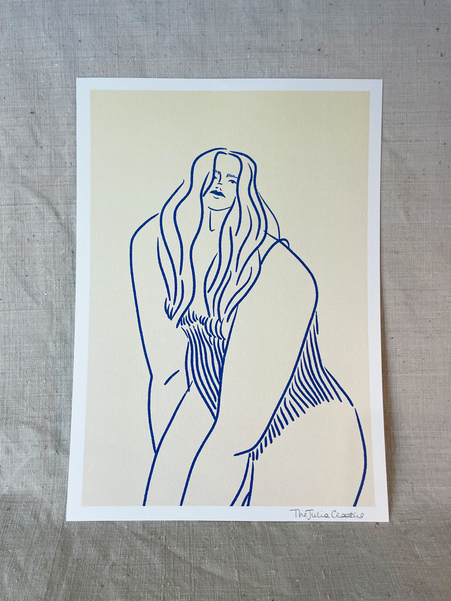 Beach day in a swimsuit - Illustration poster - Biarritz