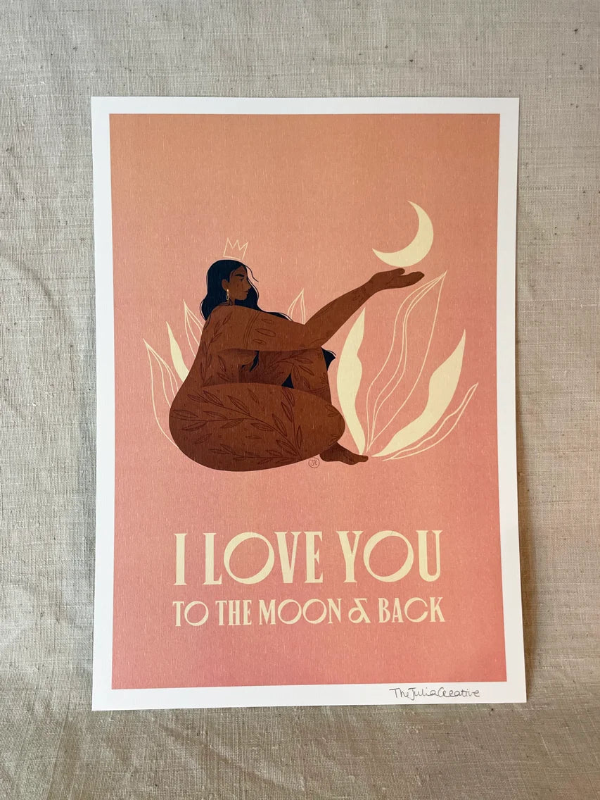 I love you to the moon and back - Illustration poster - Biarritz