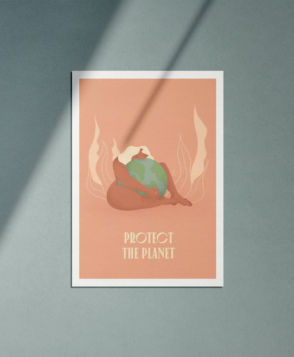 Protect the planet - Illustration poster - Biarritz