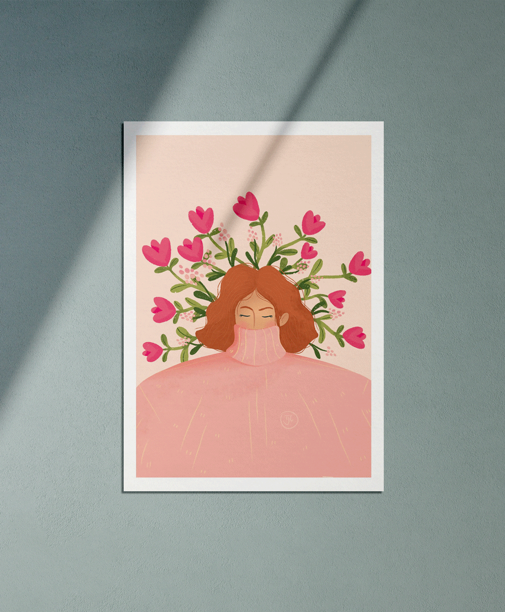 Shy during winter - Illustration poster - Biarritz