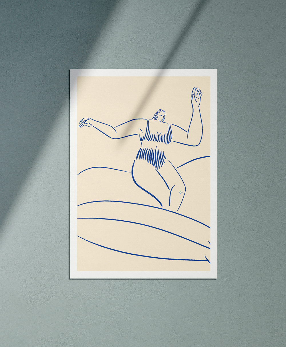 Surf all day - Illustration poster - Biarritz