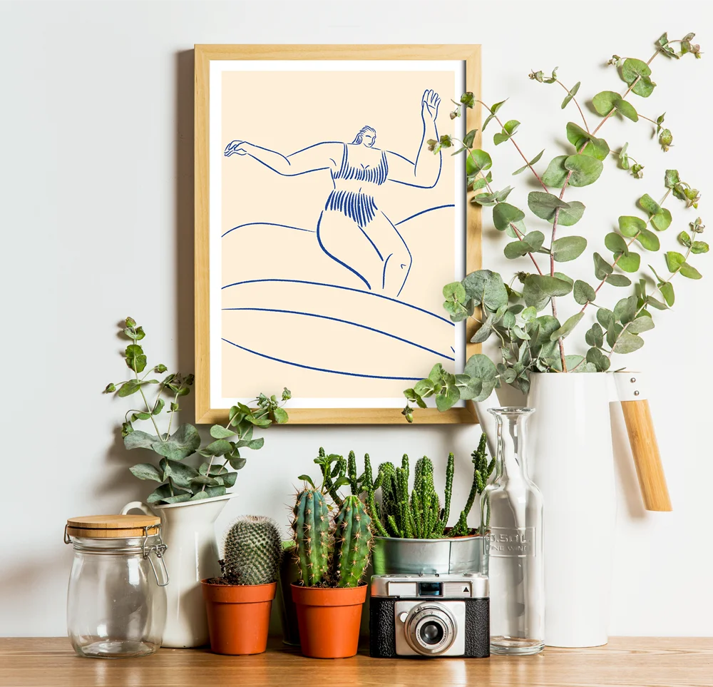 Surf all day - Illustration poster - Biarritz