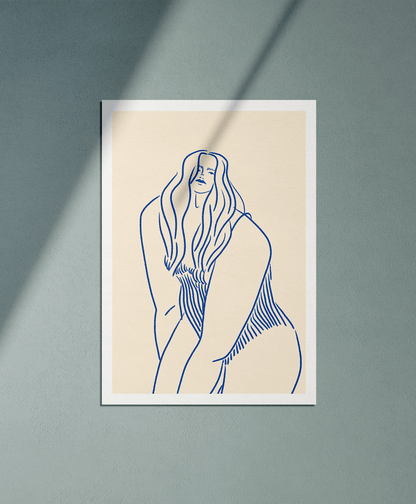Beach day in a swimsuit - Illustration poster - Biarritz