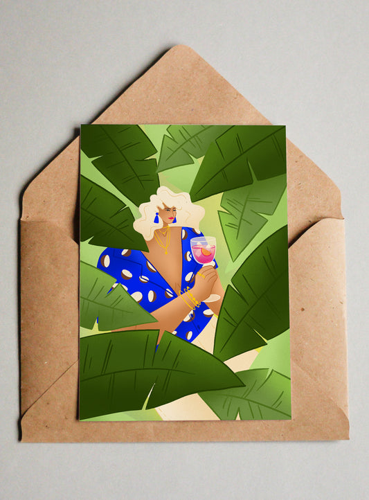 Cocktail o'clock - Illustration postcard - Biarritz
