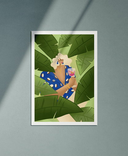 Cocktail o'clock - Illustration poster - Biarritz