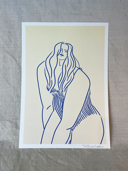 Beach day in a swimsuit - Illustration poster - Biarritz
