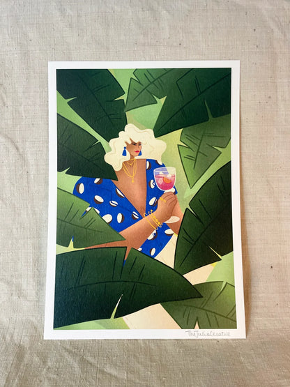 Cocktail o'clock - Illustration poster - Biarritz