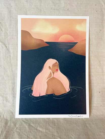 Breath in breath out - Illustration poster - Biarritz