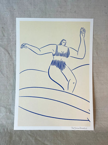 Surf all day - Illustration poster - Biarritz