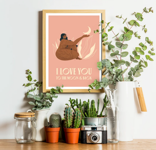 I love you to the moon and back - Illustration poster - Biarritz