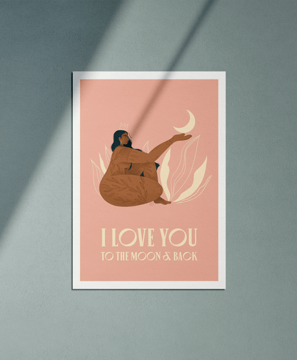 I love you to the moon and back - Illustration poster - Biarritz