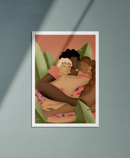 Sorority - Women holding to each other - Illustration poster - Biarritz