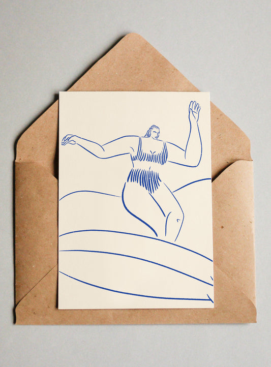 Surf all day - Illustration postcard - Biarritz