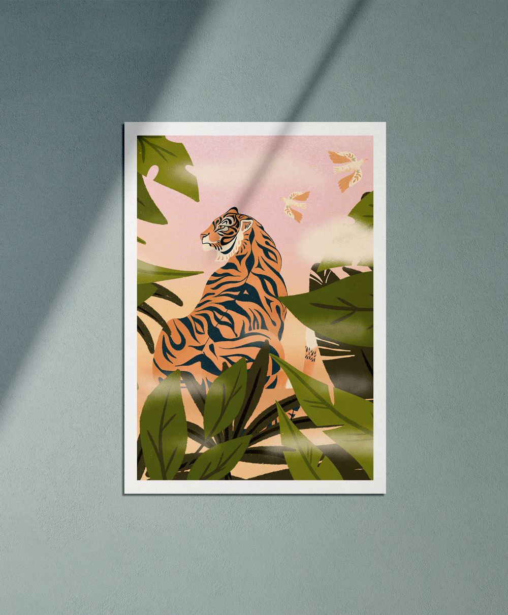 Tiger - Illustration poster - Biarritz