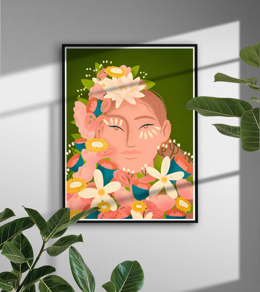 Woman Bouquet - A3 poster - Fine paper