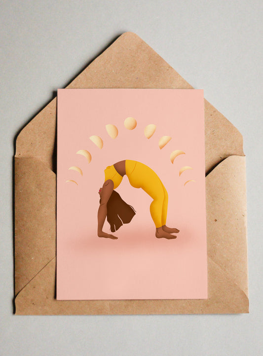 Yoga & Moon - Illustration postcard - Biarritz