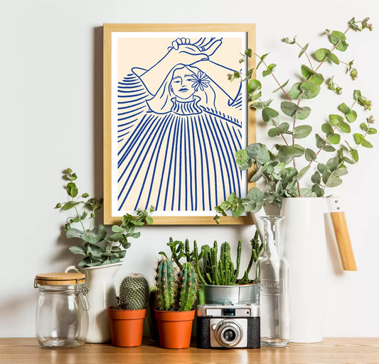 Beach day in a sweater - Printed illustration - Biarritz