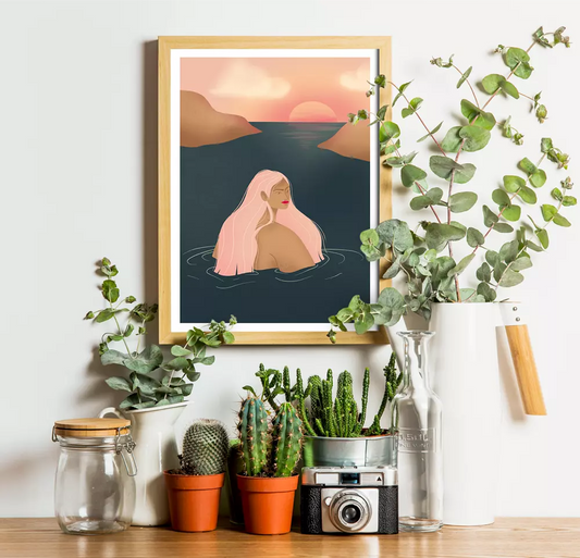 Breath in breath out - Illustration poster - Biarritz
