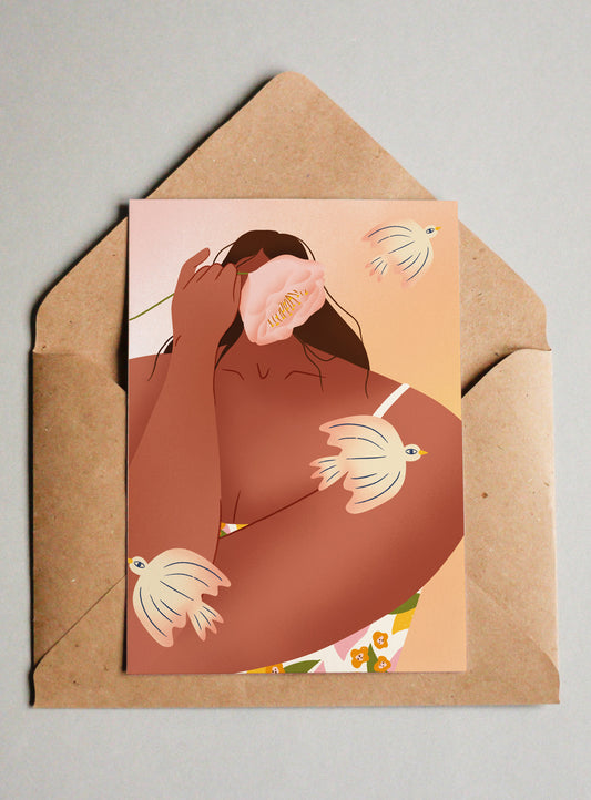L'envolée - Illustration postcard- Biarritz