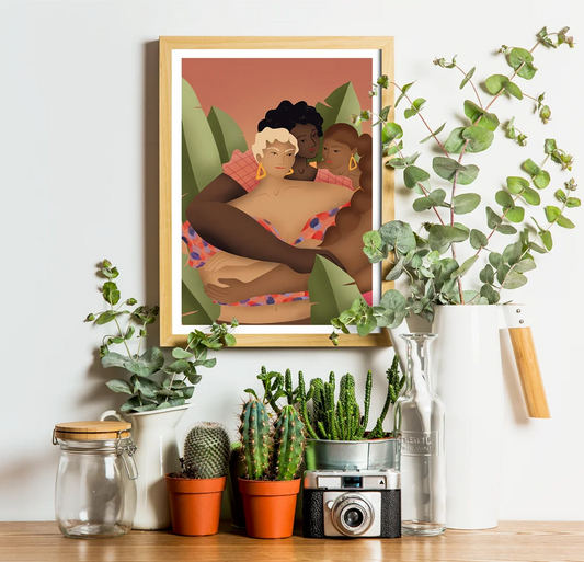 Sorority - Women holding to each other - Illustration poster - Biarritz